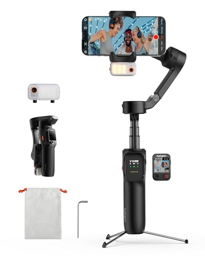 hohem Stabilisateur pour Smartphone iSteady V3 Ultra, Gimbal avec Suivi à 360°, Suivi IA Multimodal, Écran Tactile de 1,22 Pouce, Stabilisateur iSteady 9.0...