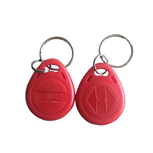 YARONGTECH 125khz key fob, access rfid tag em4100 chip for access control (pack of 10), Red, EM4100