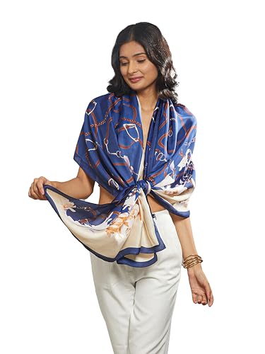 Image of Printed Poly Silken feel Scarf Stole for Women | Stylish, Soft, & Lightweight | Satin Feel Neck Scarf, Hair Scarf, Head Scarf for Women