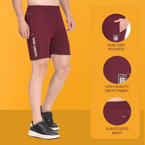 Image of Ultimate Goal Sports Athletic Shorts with Zip Pockets|Lightweight Activewear | Sportswear Shorts | Gymwear| Exercise Shorts | Dry-Fit Shorts | Running Shorts