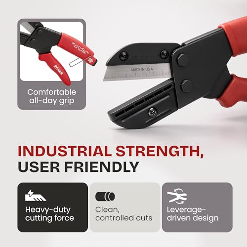 Image of Ronan Multi-Cut Industrial Cutter - Heavy-Duty Blade for Plastic, Rubber, Wood, Leather & More - Replaceable Blades, Safety Lock, Ergonomic Grip, 3 Extra Blades Included (Pack of 2)