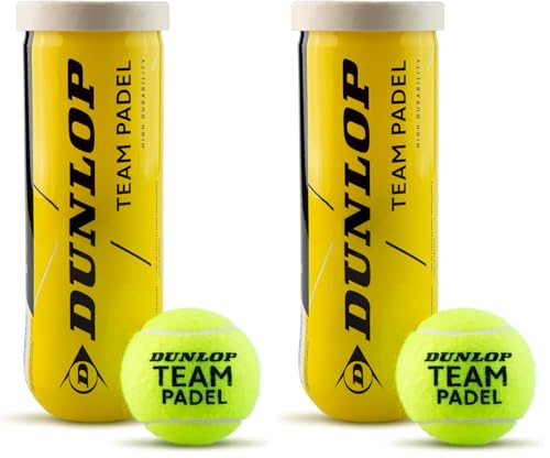 DUNLOP Team Padel, Pelotas de pádel para Juegos de Ocio y Entrenamiento (Lata 1x3) (Paquete de 2)