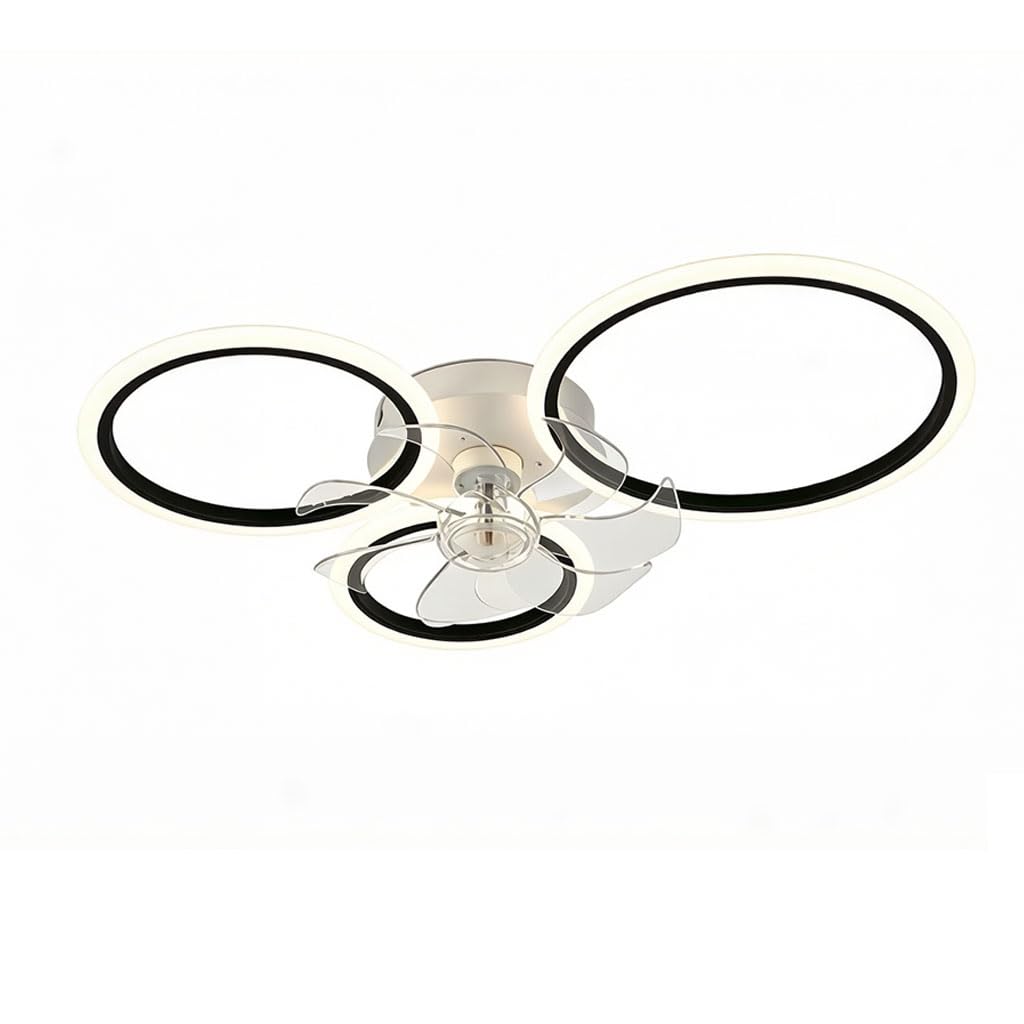 LED Dimmerabile Plafoniera Con Ventilatore Moderno Creatività Doppio Anello Lampada Da Soffitto Ventilatore Silenzioso Ultra-Sottile Soggiorno Camera Da Letto Fan Luci Illuminazione, Ø78cm