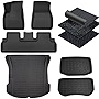TAPTES 2023 2022 2021 Full Set Floor Mats Front Trunk Mats for Tesla Model 3 2021 2022 2023, Premium All Weather Anti-Slip Waterproof Floor Liners Cargo Rear Trunk Mat Interior Accessories (Set of 6)