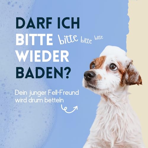 nimo® Welpen Shampoo sensitiv | ohne Duftstoffe & pH-Neutral mit Kollagen | für alle Hunderassen und Sensible, allergische Welpen | für bessere Kämmbarkeit & glänzendes Fell, 100% tierleidfrei
