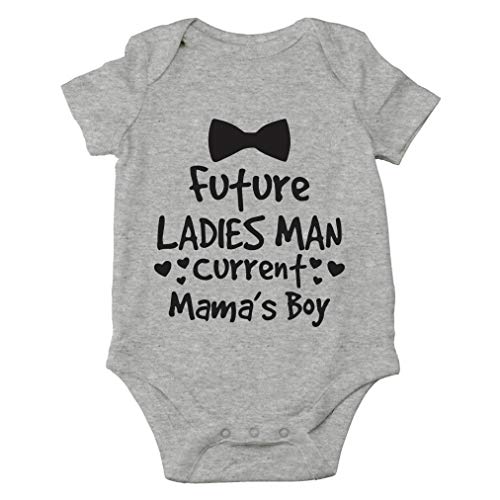 AW Fashions Future Ladies Man, Current Mama's Boy Baby Bodysuit Funny Cute Newborn Adorable Clothing Boys (12 Months, Sports Grey)