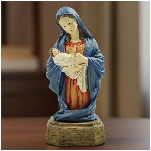 Estatua Virgen María con Niño Jesús, Resina 5.91 pulg
