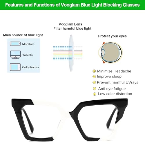 Image of VOOGLAM Tortoise Cat Eye Frame Blue Light Blocking Glasses,Fashion Glasses for Women Anti Eyestrain & UV