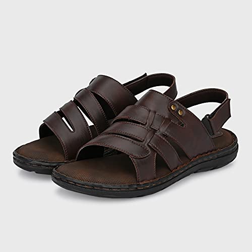 Image of Centrino Men's Sandals |Classical Thong Lightweight Quick-dry Flip Flops | Secure Hook & Loop Closure | Comfortable Close Strap | Heavy Density for Arch Support Comfort, Hand Stitched Chappal (3669)