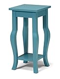 Kate and Laurel Lillian Wood Pedestal End Table Curved Legs with Shelf, Teal