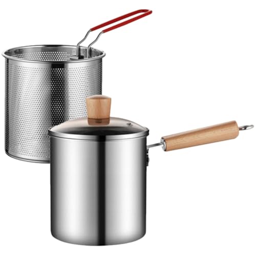 TIDTALEO 1Juego Freidora Inoxidable con Cesta de Frito y Mango Ergonómico para Cocinar y Freír Alimentos como Papas Pescado y Pollo Capacidad de Compatible con Cocinas