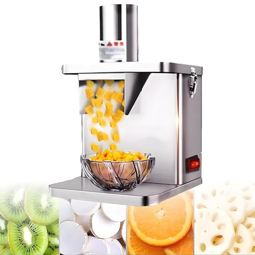 GUTYGIO Picadora automática de Frutas y Verduras, picadora eléctrica de 250 W para Uso Comercial, con moldes de 6/8/9/12/15 mm, picadora eléctrica de Cebolla, para Uso doméstico y Comercial.