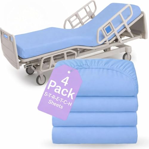 BLISSFORD 4 Pack Fitted Hospital Bed Sheets for Home Use, 36 x 84 x 12