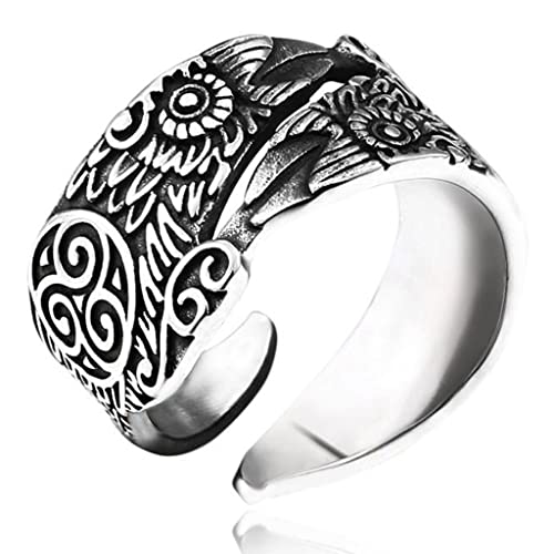 Bague viking homme anneau mythologie nordique bijoux amulette retro runes d'Odin style vintage