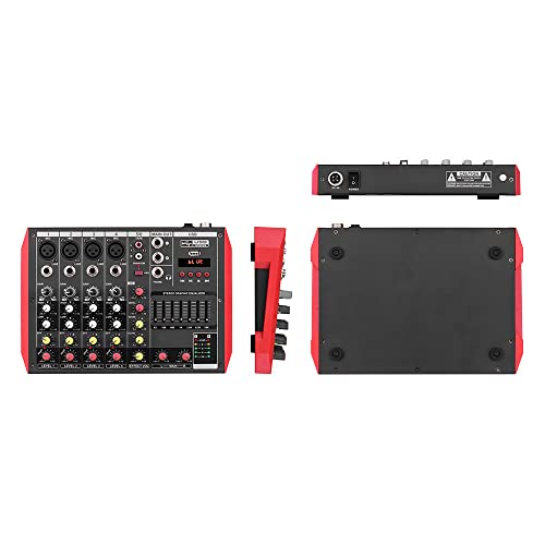 caigou Console de mixage portable D6 6 canaux EQ 7 bandes Alimentation fantôme 48 V intégrée Prise en charge de la connexion BT Lecteur MP3 USB pour l'enregistrement de musique Réseau DJ Diffusion en - Image 7