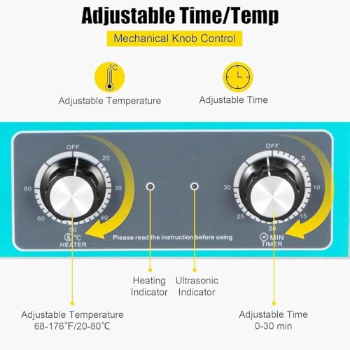 Macchina per la pulizia dei dischi in vinile ad ultrasuoni, pulizia profonda 6L con temperatura regolabile (0-80 ℃) e temporizzazione (0-30 minuti), 180 W, frequenza 40 kHz per ripristinare dischi in