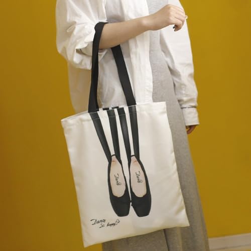 Canvas Handbag Ballet Shoulder Bag Large Capacity Zipper Bag Casual Tote Bag for Ballet Dancer Ballet Lover3