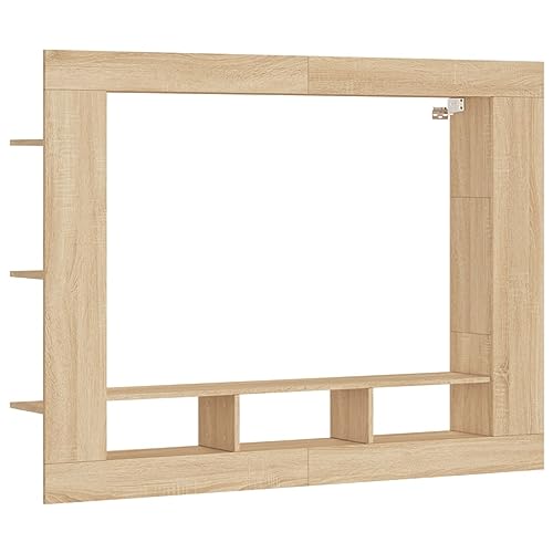 vidaXL Meuble TV, Meuble de Télévision Suspendu avec Étagère Latérales, Meuble Multimédia Mural avec Rangement Salon, Moderne, Chêne Sonoma Bois...