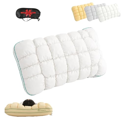 Cooling Marshmallow Pillow Quilted Cool-Touch Bed Pillow Soft Cloud-Like Fluffy Pillow for SleepingM Breathable Neck Head Support (1 White)