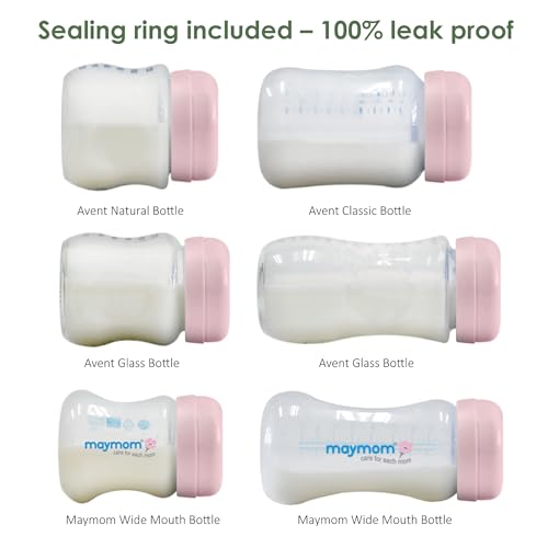 Image of Maymom Solid Lids Aka Travel Caps w /Sealing Ring Compatible with Avent Bottle; Cap Replace Avent Natural Bottle Screw Ring n Sealing Disc; Fit Avent Anti-colic Polypropylene, Glass Bottle, Avent Pink