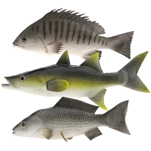 Gresorth 3 Pack Faux Poisson Artificiel Carpe Bar rayé Ornement Vivaneau Pendaison Accueil Jardin Jouet Décoration