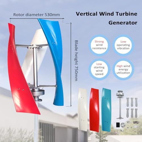 Pionowy generator wiatru z kontrolerem ładowania, generator energii elektrycznej, generator wiatru pionowy 6000 W, zestaw 12 V/24 V, generator wiatrowy o wysokiej wydajności
