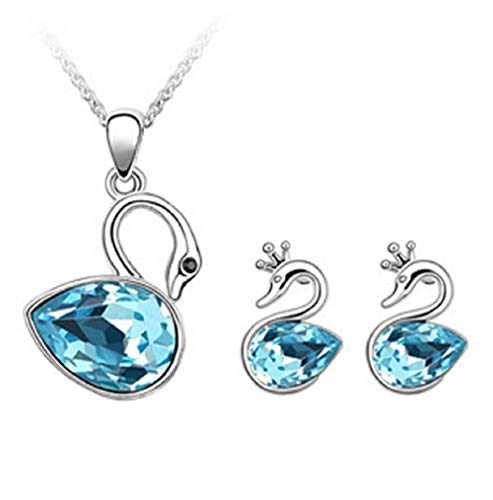 Preisvergleich Produktbild Inception Pro Infinite - Schmuckset - Halskette - Damenohrringe - Blaue Farbe - Schwan