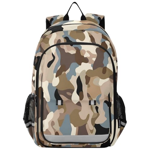 backpack clips for kids 8-12: modern books bag for childrens in assorted colors - Camouflage Retro