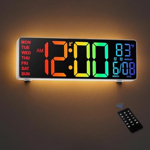 HAITANG 10.5" Digital Wall Clock with RGB Cover