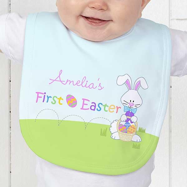 Personalization Universe Baby's First Easter Personalized Baby Bibs3