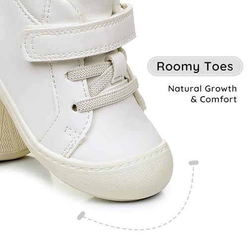 Apakowa Toddler First Walker Baby Boots for Boys and Girls – Baby Sneakers Style with Wide Toe Box, Easy Strap & Non-Slip Sole (Size 4-9 Toddler)2