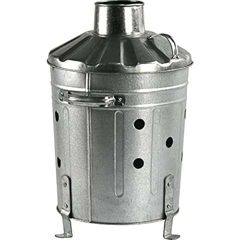 15L Mini Galvanised Incinerator Fire Bin for Rubbish Wood Garden Waste Cover
