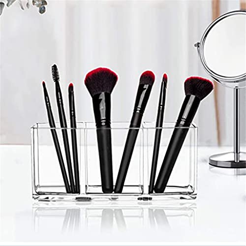 Organizadores de cosméticos 3 Agujeros acrílico Transparente Cepillo de Maquillaje Herramienta cosmética Caja de almacenaje para Maquillaje Soporte de Cepillo Organizador de Mesa herramient