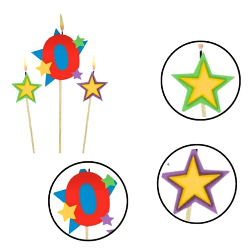 Image of Wanna Party Number 0 Birthday Candle and Stars - 3Ct