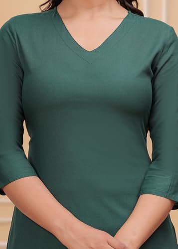 Image of ANILINE Women's Rayon Solid plain v neck kurta Trouser /Pant set