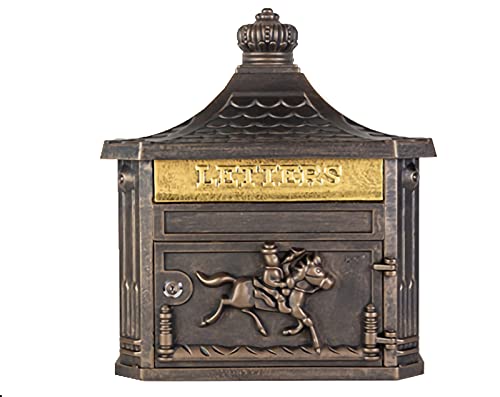 FYZS Buzón antirrobo Retro Americano Pastoral Montado Montado Buzón Moda Bucket Cajas de periódicos Caja de Correo Carta de Metal Posterilla Post Buzón Decoración de jardín Buzón 41x14.5x46.5cm