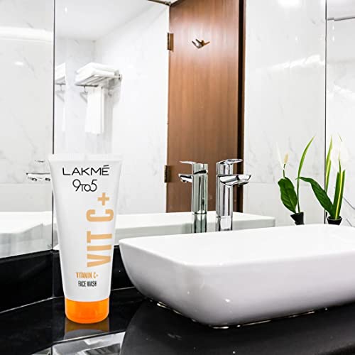 Image of LAKME 9To5 Vitamin C+ Face Wash | 100% Soap-Free | Enriched With Lemon Extract & Exfoliating Beads | For Dry, Oily, Normal, Sensitive & Combination Skin | 100G