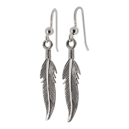 Preisvergleich Produktbild Touch Jewellery Sterling Silber 925 Ohrhänger Feder mit oxidiertem Detail - Ohrringe