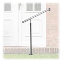 Relaxdays Treppengeländer Edelstahl, für Drinnen und Draußen, 80 x 90 cm, mit Wandhaltern+Metalldübeln, Silber