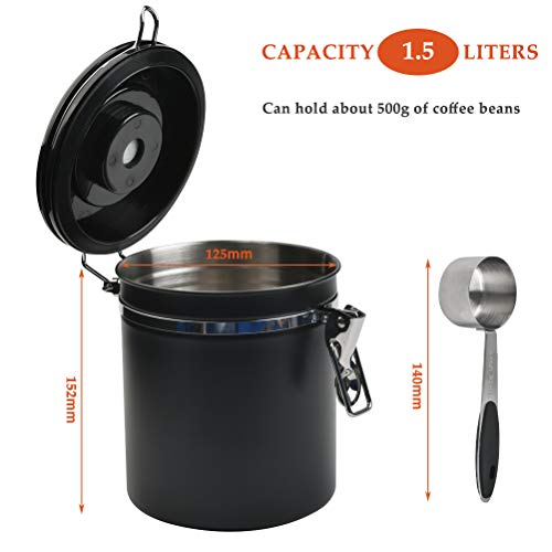 JAOMON Jarra de Café, Recipiente Hermético Sellado al Vacío, Recipiente para Café, té, Dulces, Especias, Tarros Tarros… - Imagen 8