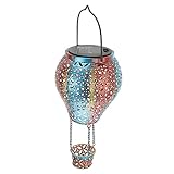 STOBOK Solar Garten Hängelampe Aus Eisen Mit Heißluftballon-design Solarbetriebene Outdoor Laterne Für Terrasse Balkon Rasen Energieeffiziente Landschaftsbeleuchtung Und Dekoration