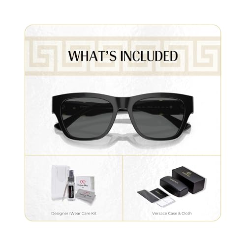 Versace VE4457 Square Sunglasses for Men +BUNDLE with ACCESSORY EYEWEAR KIT2