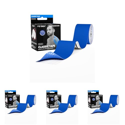 Kintex Kinesiology Tape Classic - Cinta Kinesiológica Autoadhesiva, Elástica, Impermeable e Hipoalergénica - Esparadrapo Deportivo para Uso en Lesiones Deportivas - Azul Oscuro - 5 cm x 5 m