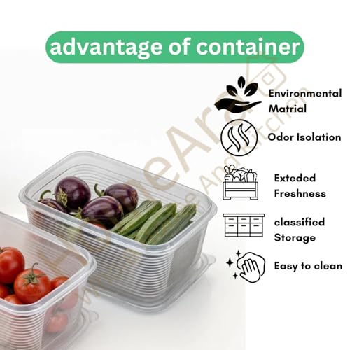 Image of Fridge Storage Container 1800 ml | Airtight & Leak-Proof Refrigerator Organizer Box | BPA-Free Plastic Vegetable & Fruit Storage Container | Stackable Food Storage Box with Lid (Transparent Pack-4)
