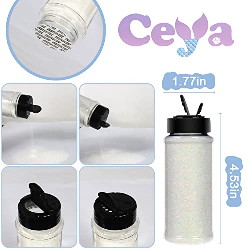 Ceya 3.5oz/ 100g Ultra Fine Glitter Powder Colorful White Iridescent Glitter 1/128” 0.008” 0.2mm for Slime Epoxy Resin Tumbler Nail Art Festival Makeup Scrapbook Wedding Cards Jewelry Painting Arts - Image 4