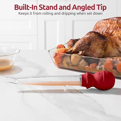 Image of U-Taste Turkey Baster for Cooking, Large Basting Bulb with Brush, Red