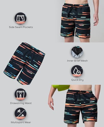 Image of Speedo Men's 4 Way Flex Essential Printed Watershorts with Side Pockets | Water Repellent | Internal Drawcord | Wide Waistband Swimming Trunks