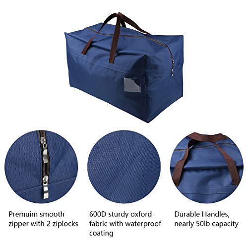 Amj 100L Large Storage Bag For Comforters, Blankets, Clothes, Quilts And Towels, Better And Sturdy Organizer Bag, Thick Ultra Size Under Bed Storage, Moisture Proof, Blue #TOP2