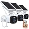 Solar Security Camera Wireless Outdoor, 3MP Battery Powered Home Security Cameras System with Base Station & 3 Cameras…