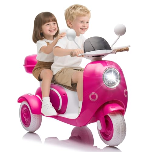 Upgrade 12V 2 Seater Dual Motor Kids Motorcycle, Girls Ride